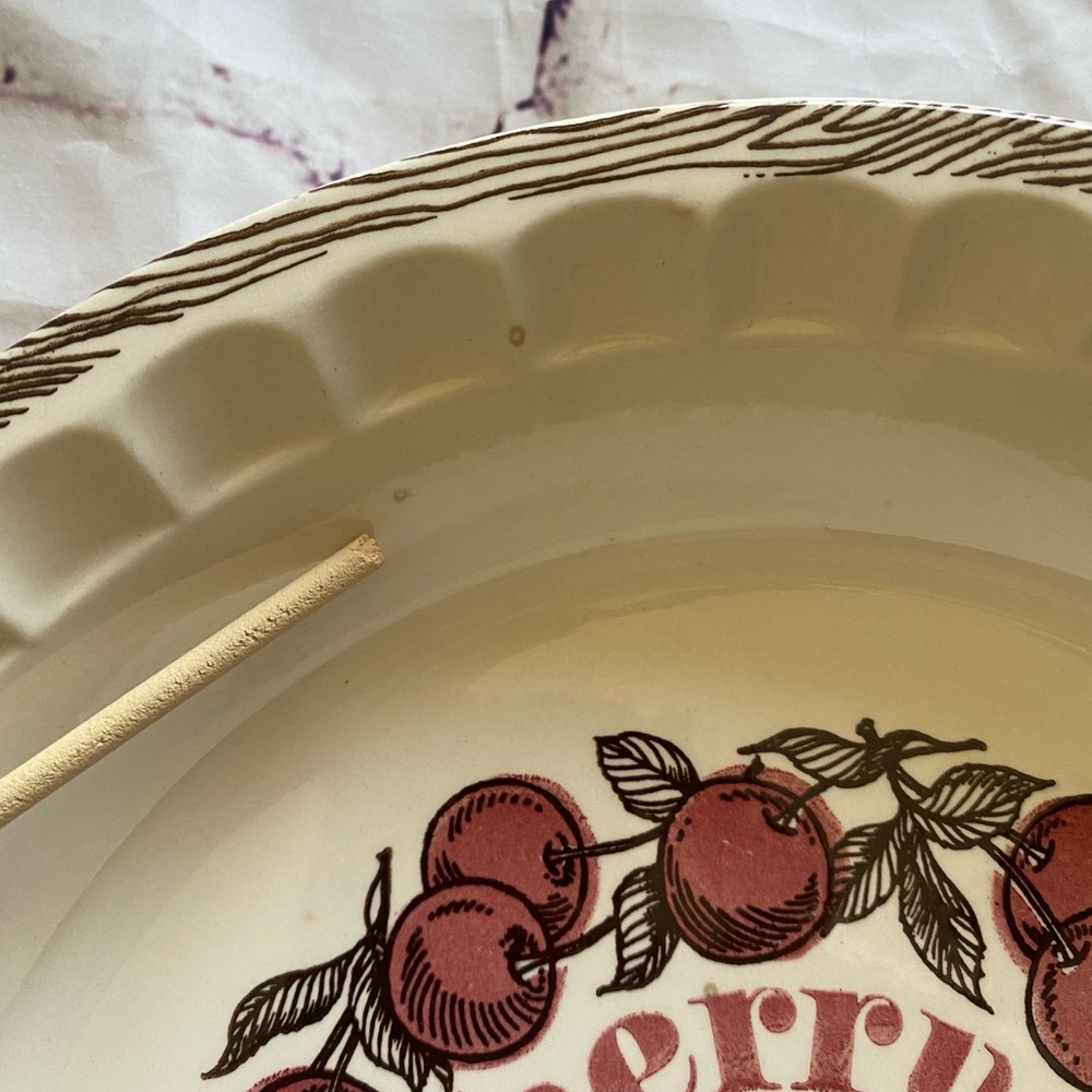 Vintage Country Harvest Pie Plates Set Cherry & Cheesecake Recipe Dishes 11” - Picture 11 of 15